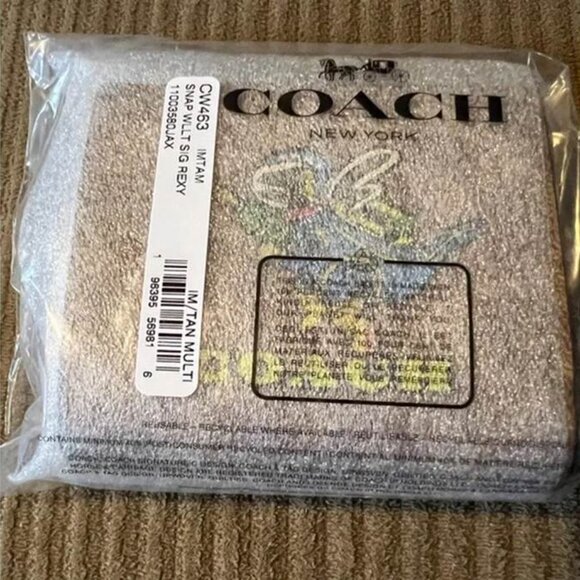 Cosmic Coach Snap Wallet In Signature Canvas With Rexy Dinosaur NWT - Picture 6 of 6